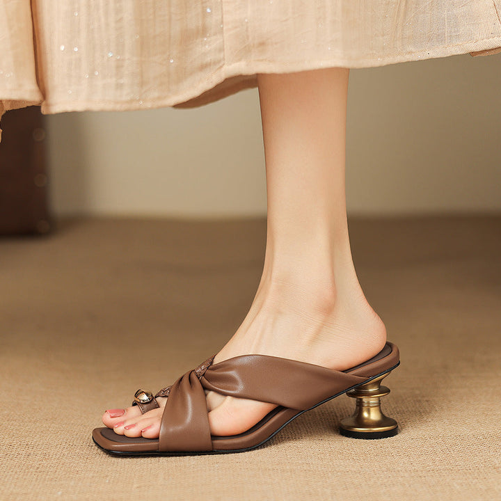 Alvia Genuine Leather Slide Sandals