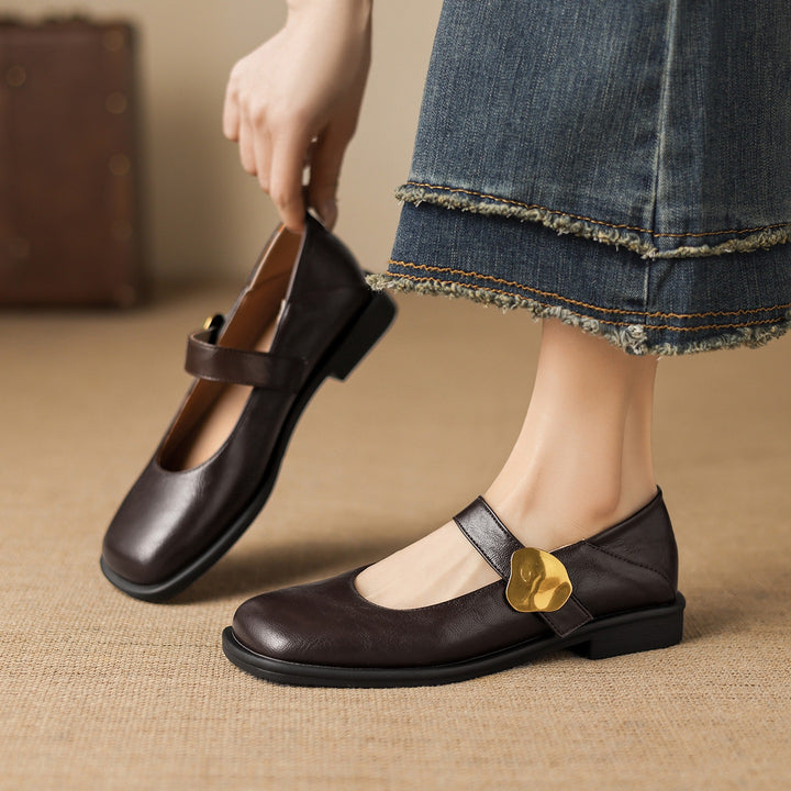 Tiara Mary Jane Leather Flats