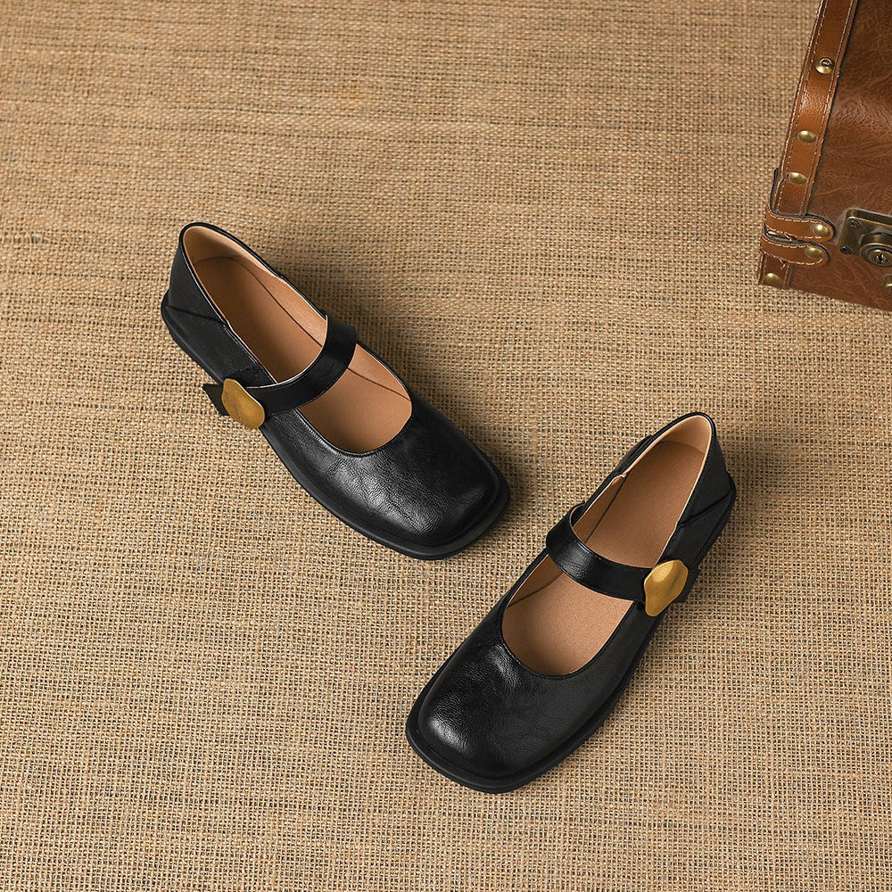 Tiara Mary Jane Leather Flats