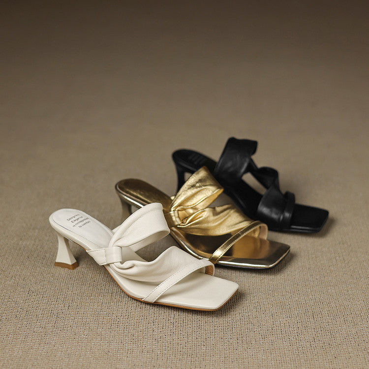 Evora Genuine Leather Crossover Strap Sandals