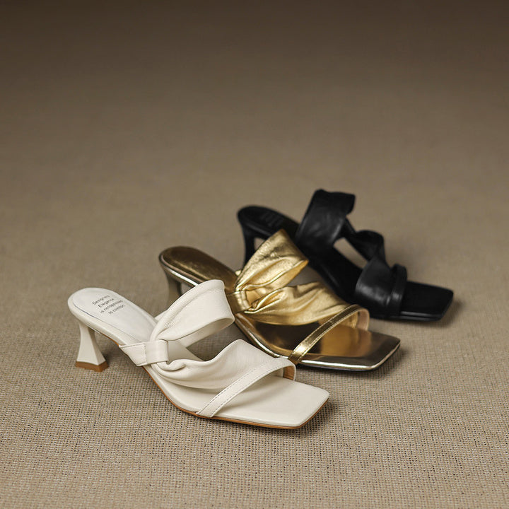 Evora Genuine Leather Crossover Strap Sandals