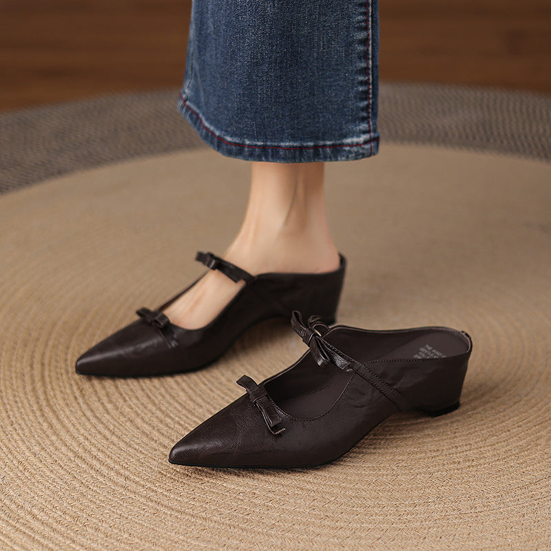 Vasko Genuine Leather Pointed-Toe Mules