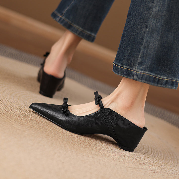 Vasko Genuine Leather Pointed-Toe Mules