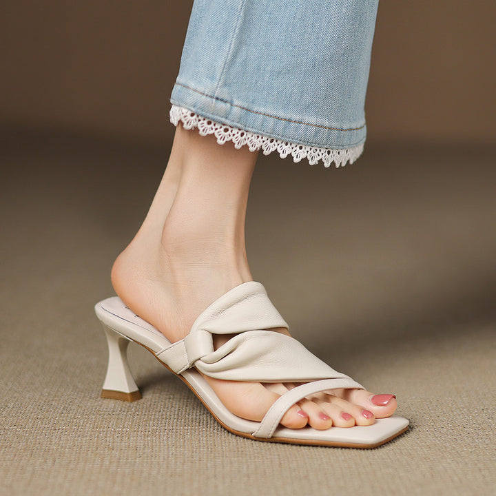 Evora Genuine Leather Crossover Strap Sandals
