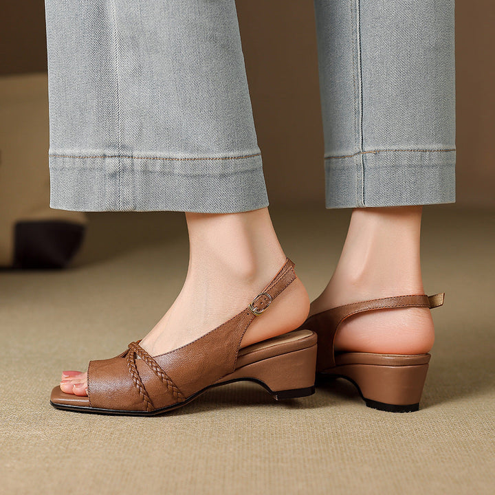 Orina Genuine Leather Slingback Heels