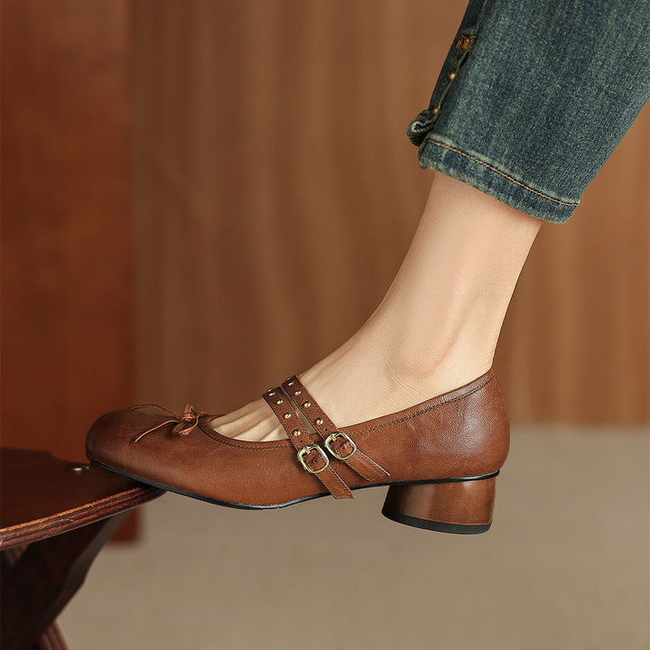 Gilda Genuine Leather Mary Jane Heels