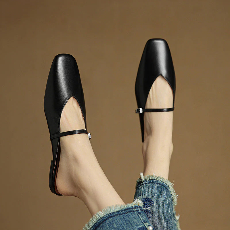 Helia Genuine Leather Mary Jane Mules - Heston Manor