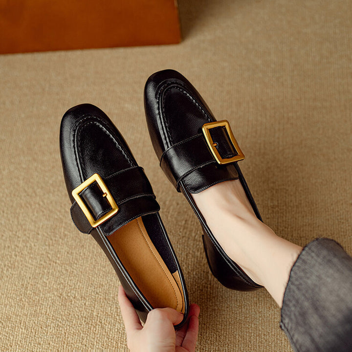 Zaria Buckled Genuine Leather Loafers