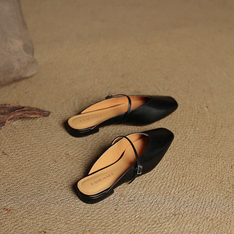 Helia Genuine Leather Mary Jane Mules - Heston Manor