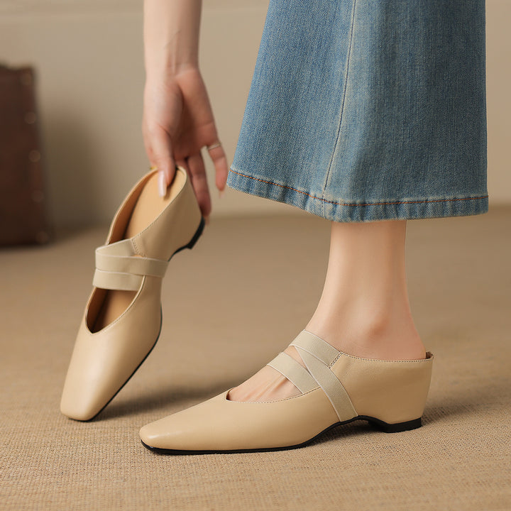 Ovela Genuine Leather Mules