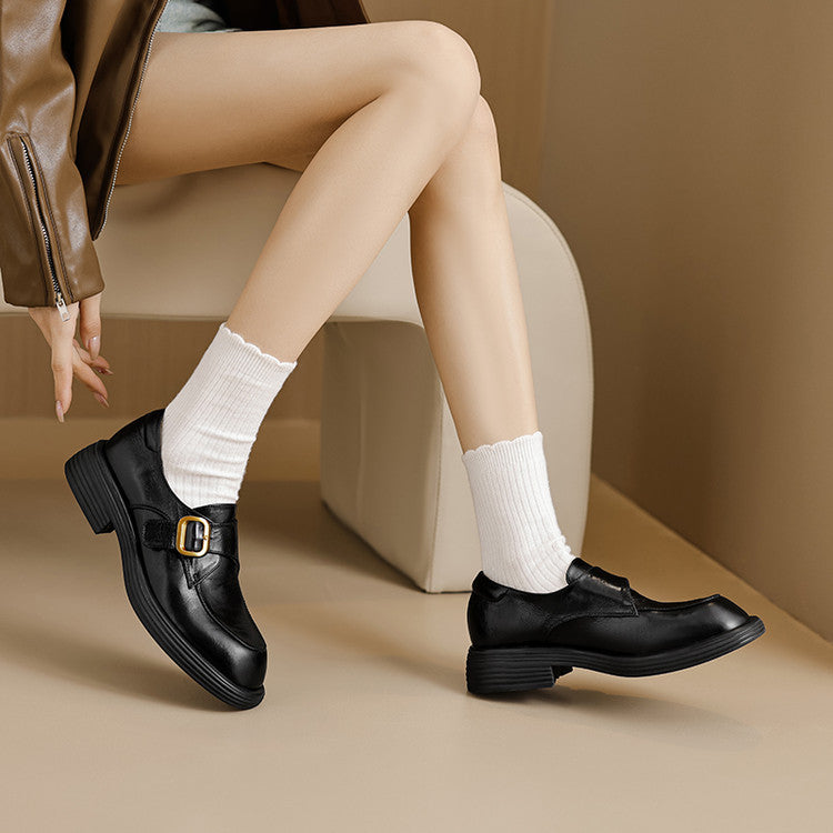 Veza Genuine Leather Buckled Loafers