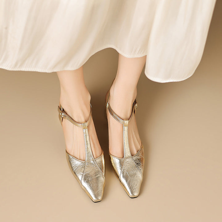 Lisse T-Strap Leather Heels