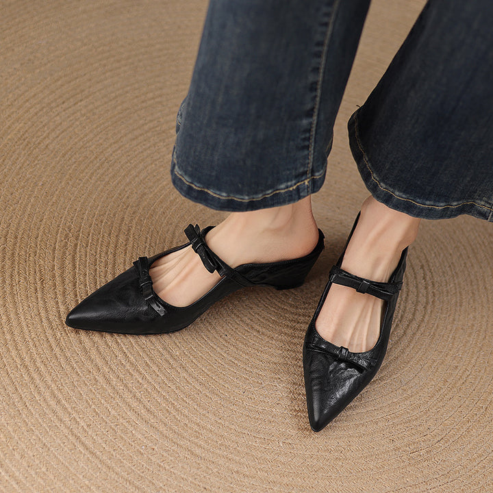 Vasko Genuine Leather Pointed-Toe Mules