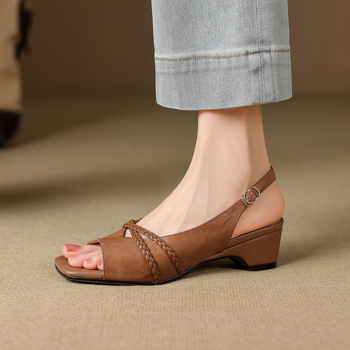 Orina Genuine Leather Slingback Heels