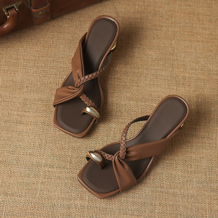 Alvia Genuine Leather Slide Sandals
