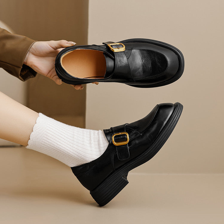 Veza Genuine Leather Buckled Loafers