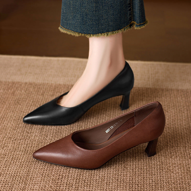 Adely Genuine Leather Pointed Heels