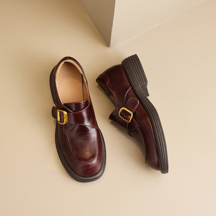 Veza Genuine Leather Buckled Loafers