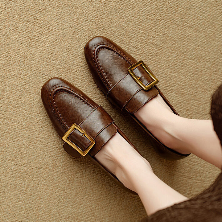 Zaria Buckled Genuine Leather Loafers