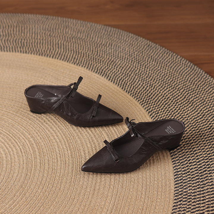 Vasko Genuine Leather Pointed-Toe Mules