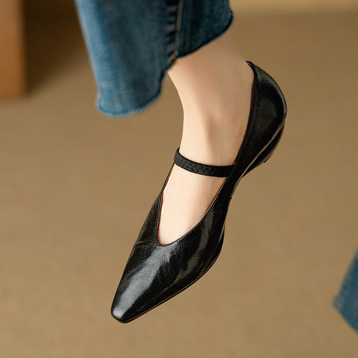 Faela Genuine Leather Mary Jane Pumps