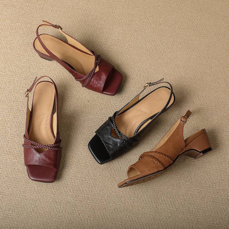 Orina Genuine Leather Slingback Heels