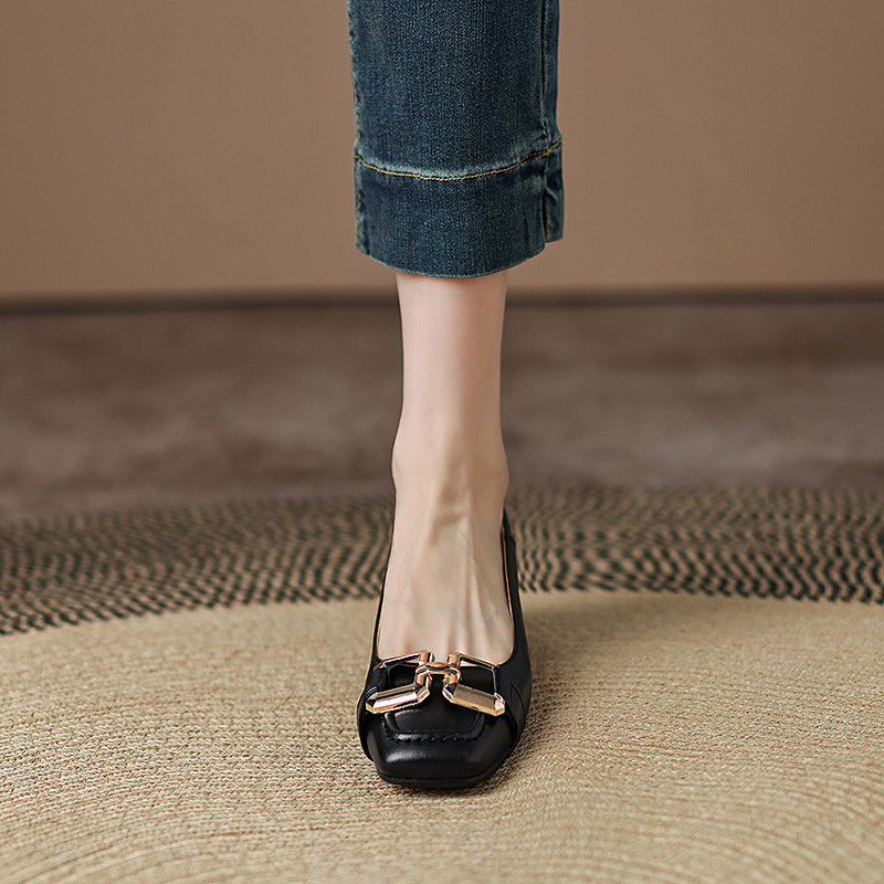 Roxy Premium Leather Square Toe Heels