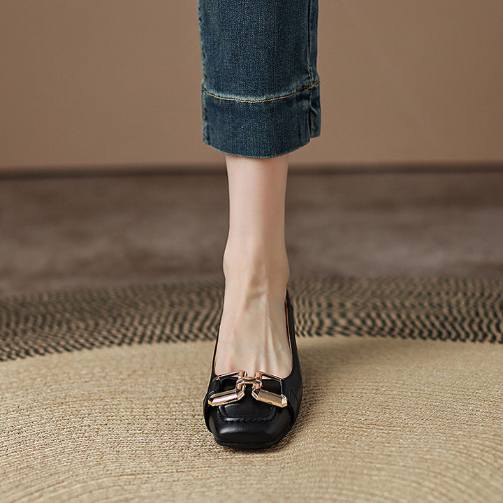 Roxy Premium Leather Square Toe Heels