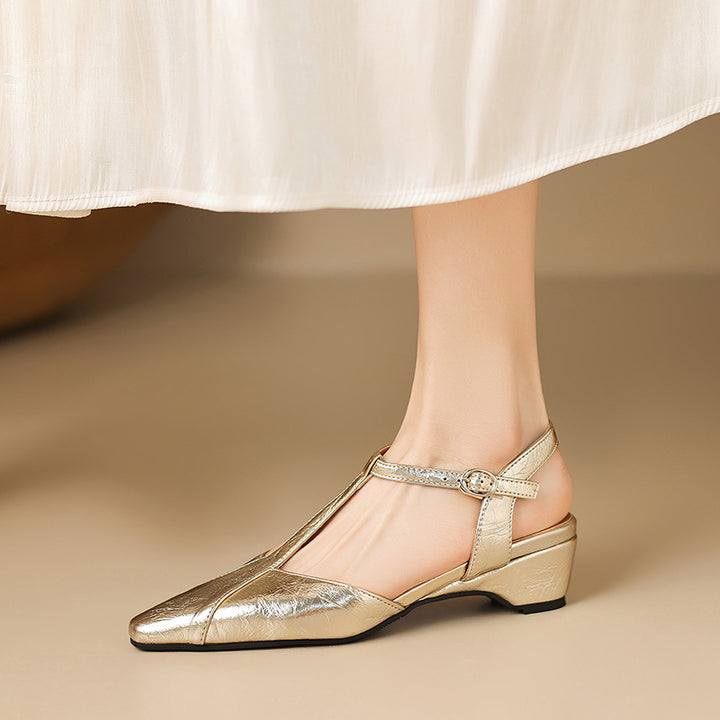 Lisse T-Strap Leather Heels