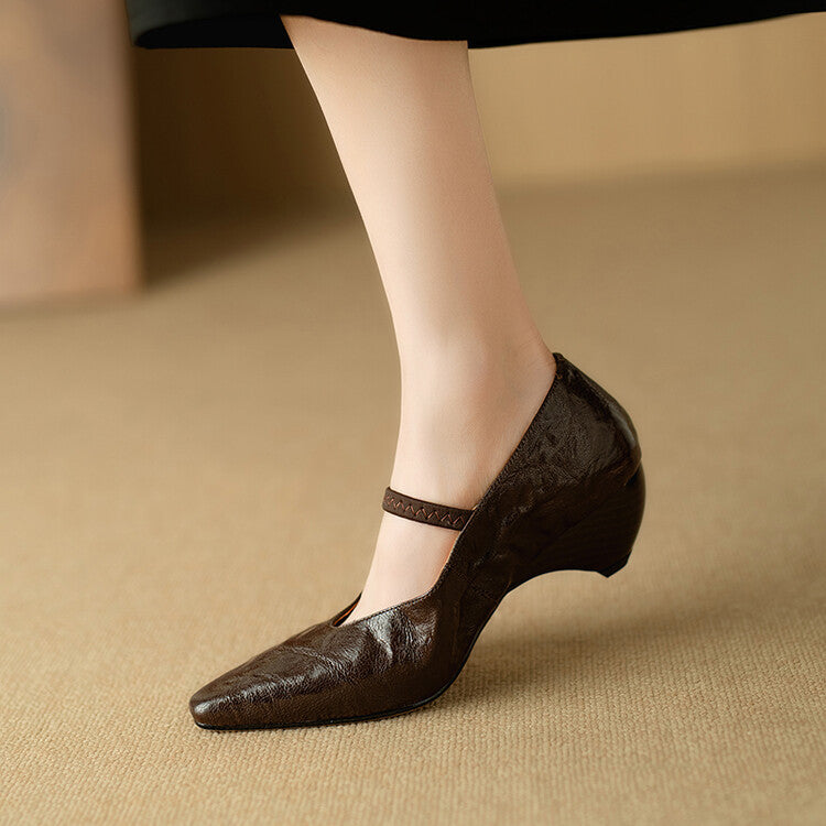 Faela Genuine Leather Mary Jane Pumps