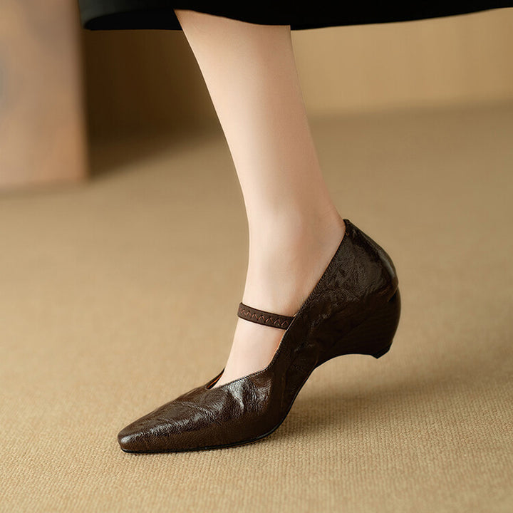 Faela Genuine Leather Mary Jane Pumps