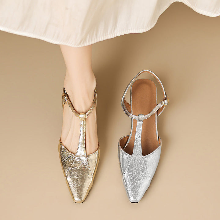 Lisse T-Strap Leather Heels