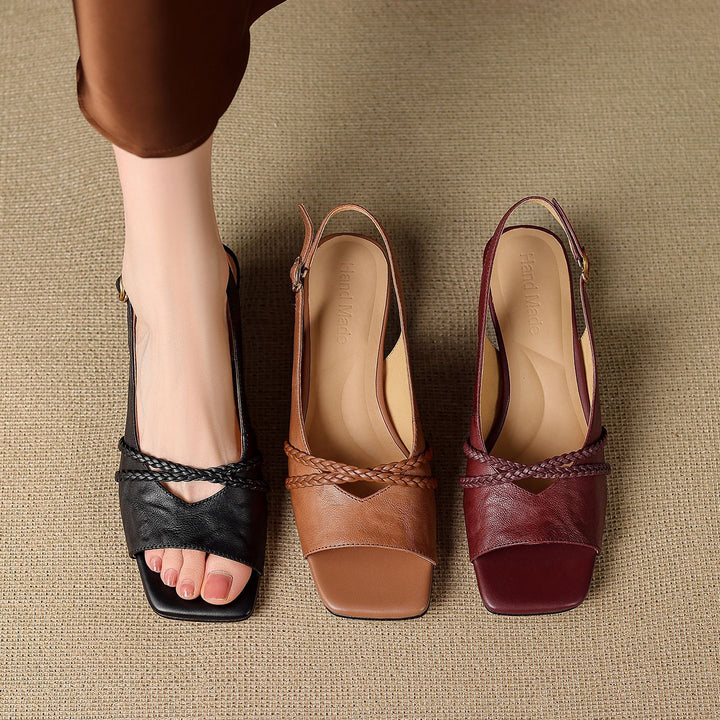 Orina Genuine Leather Slingback Heels