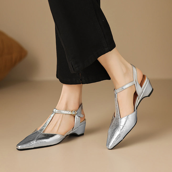 Lisse T-Strap Leather Heels