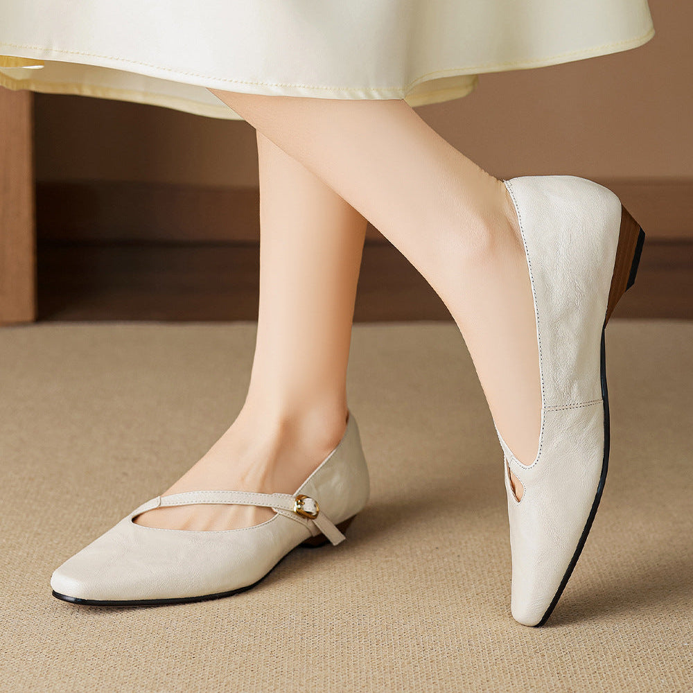 Izla Genuine Leather Mary Jane Flats
