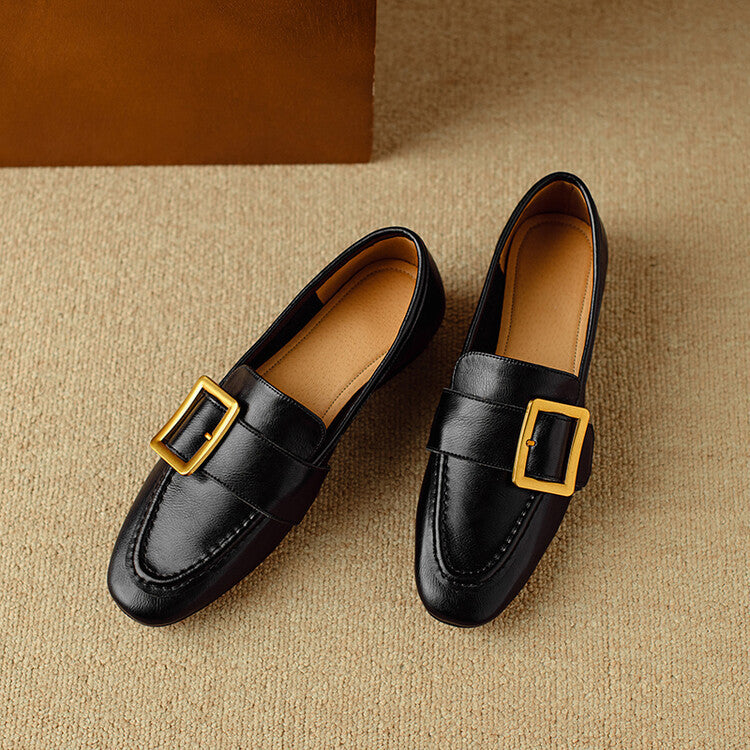 Zaria Buckled Genuine Leather Loafers
