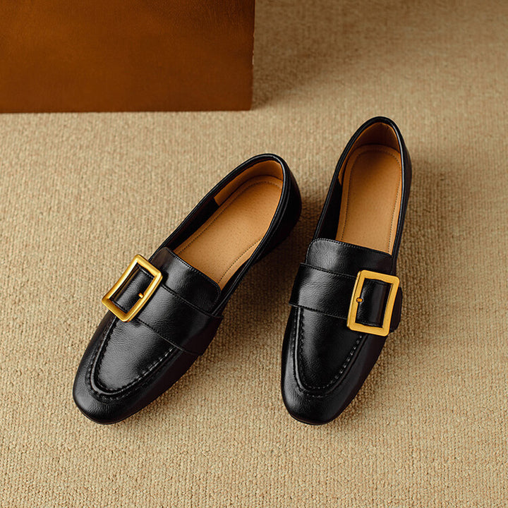 Zaria Buckled Genuine Leather Loafers