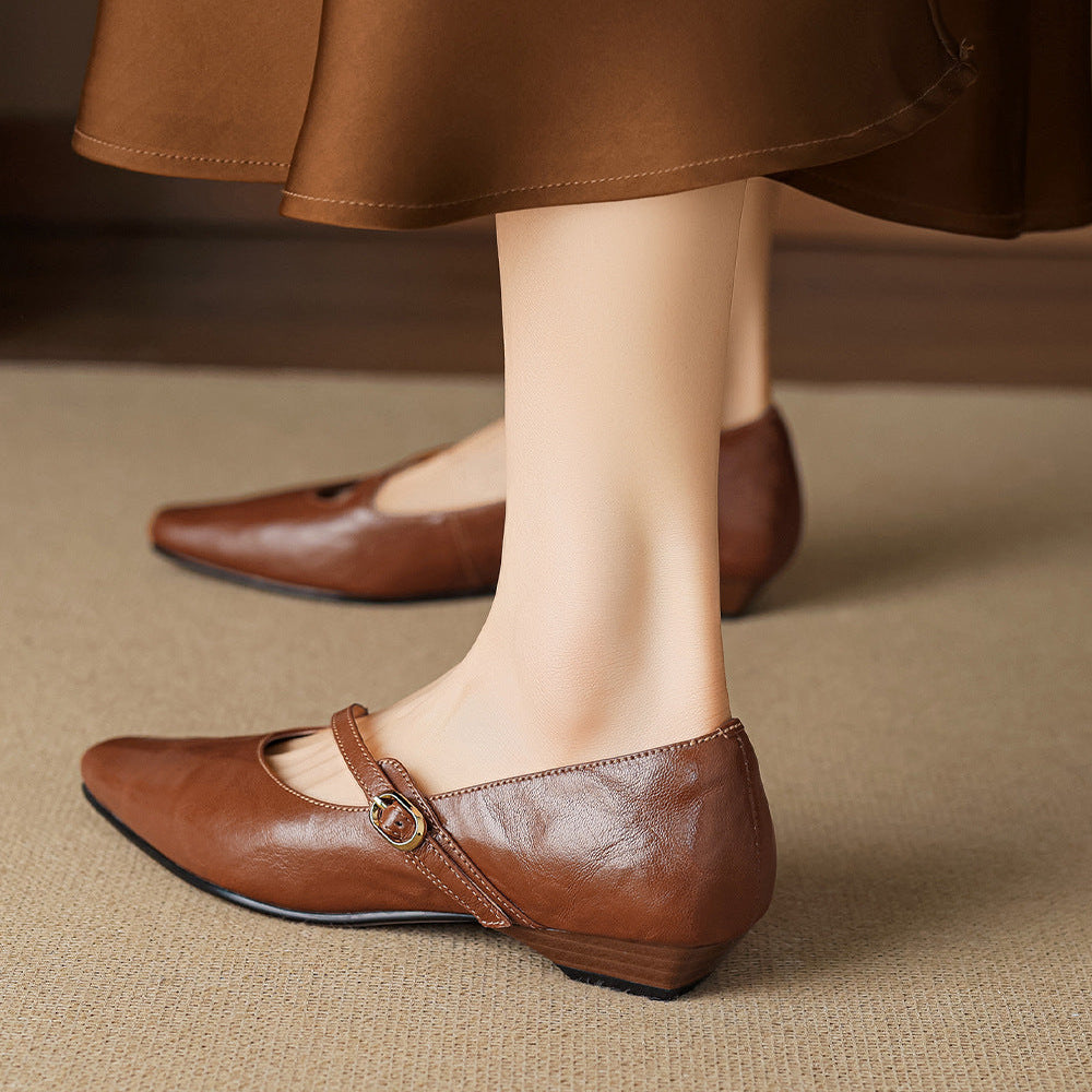 Izla Genuine Leather Mary Jane Flats
