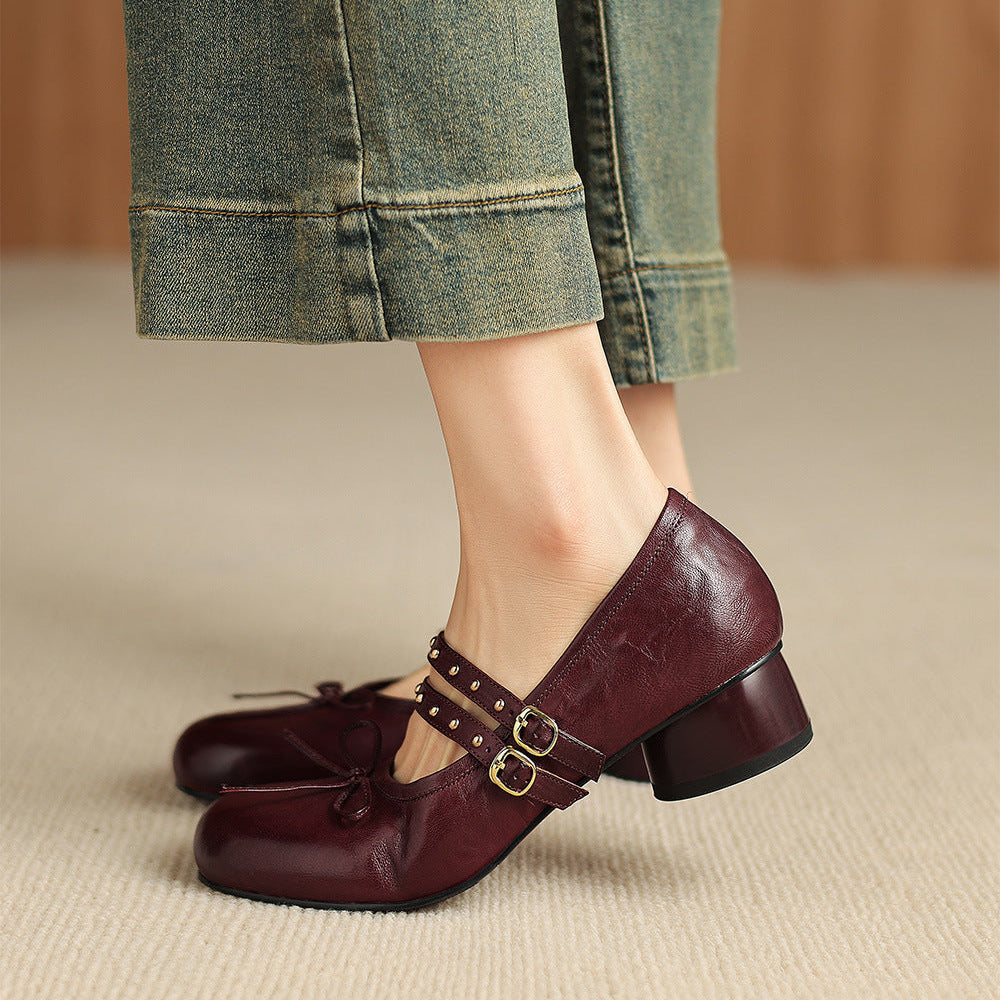 Gilda Genuine Leather Mary Jane Heels