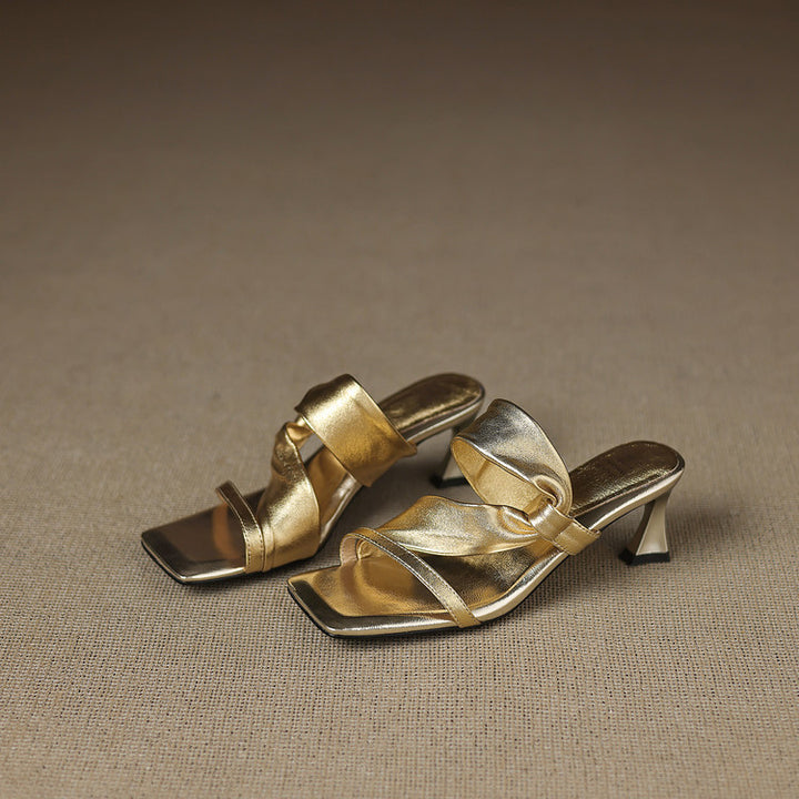 Evora Genuine Leather Crossover Strap Sandals