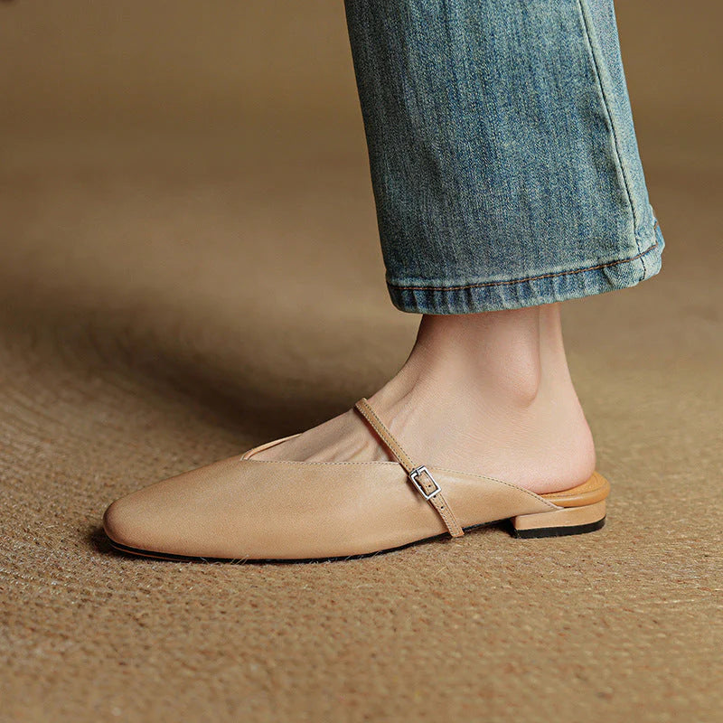 Helia Genuine Leather Mary Jane Mules - Heston Manor