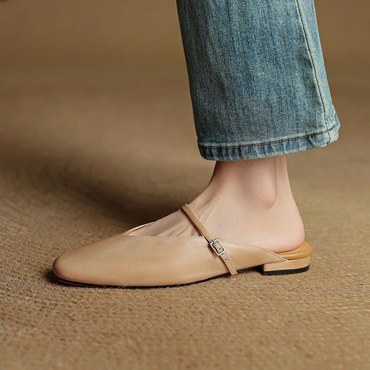Helia Genuine Leather Mary Jane Mules - Heston Manor