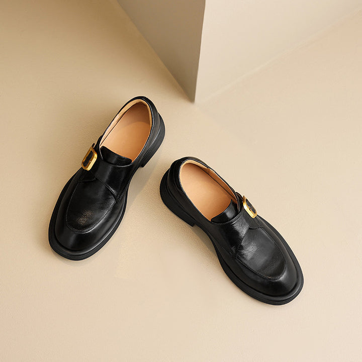 Veza Genuine Leather Buckled Loafers