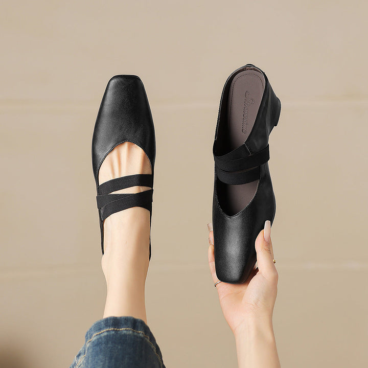 Ovela Genuine Leather Mules