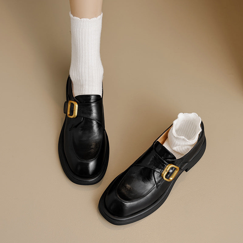 Veza Genuine Leather Buckled Loafers