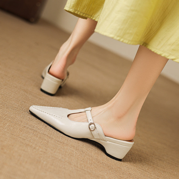 Zyra T-Strap Leather Mules