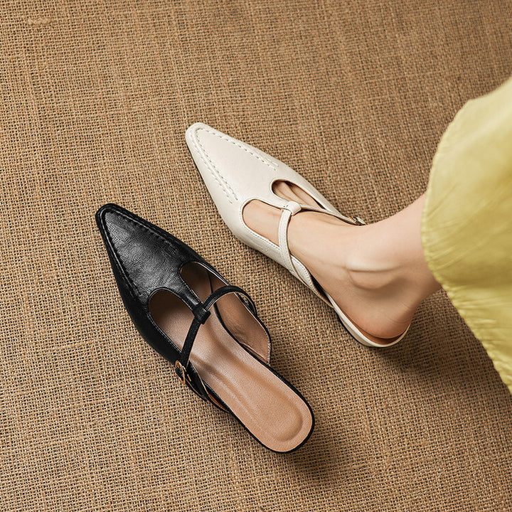 Zyra T-Strap Leather Mules