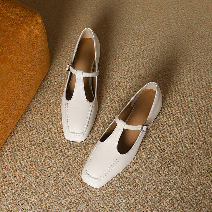 Emma Leather T-Strap Heel Pumps