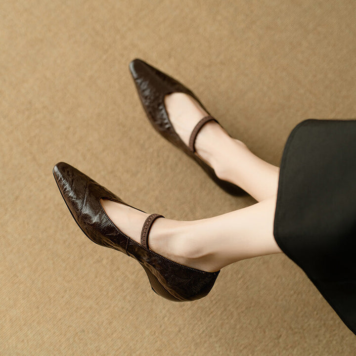 Faela Genuine Leather Mary Jane Pumps