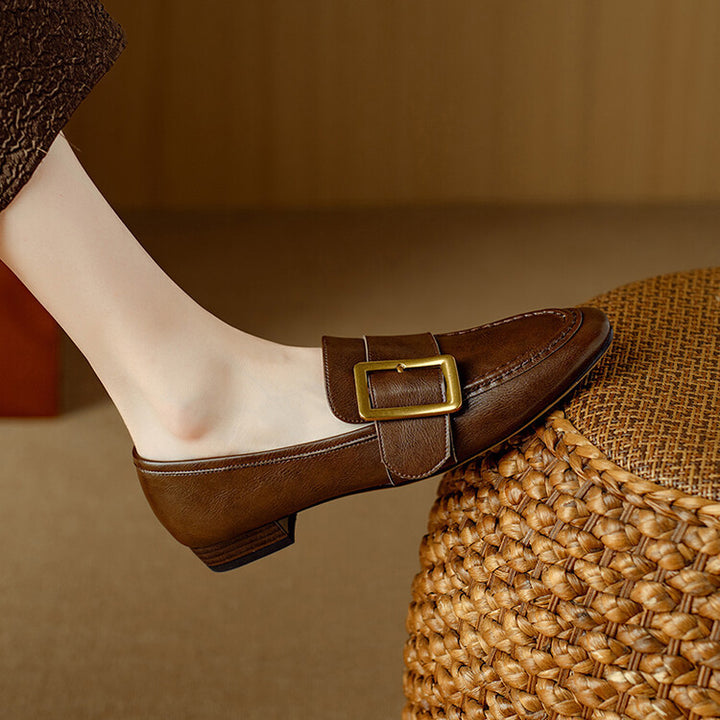 Zaria Buckled Genuine Leather Loafers